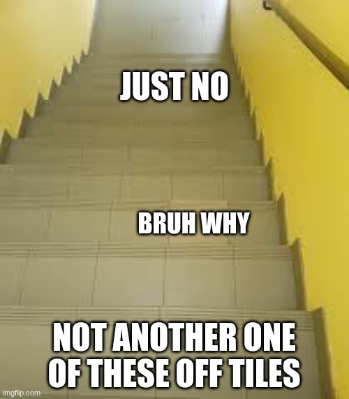 Not another... | JUST NO; BRUH WHY; NOT ANOTHER ONE OF THESE OFF TILES | image tagged in certified bruh moment | made w/ Imgflip meme maker