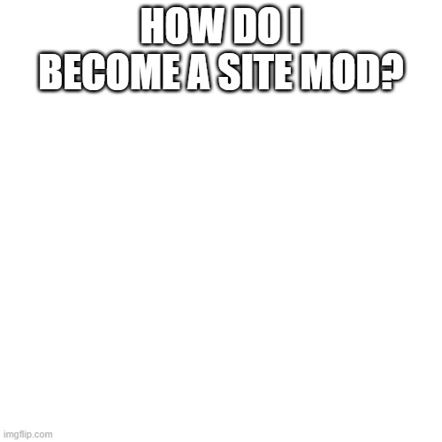 Blank Transparent Square | HOW DO I BECOME A SITE MOD? | image tagged in memes,blank transparent square | made w/ Imgflip meme maker