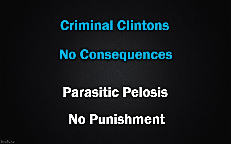 Solid Black Background | Criminal Clintons Parasitic Pelosis No Consequences No Punishment | image tagged in solid black background | made w/ Imgflip meme maker