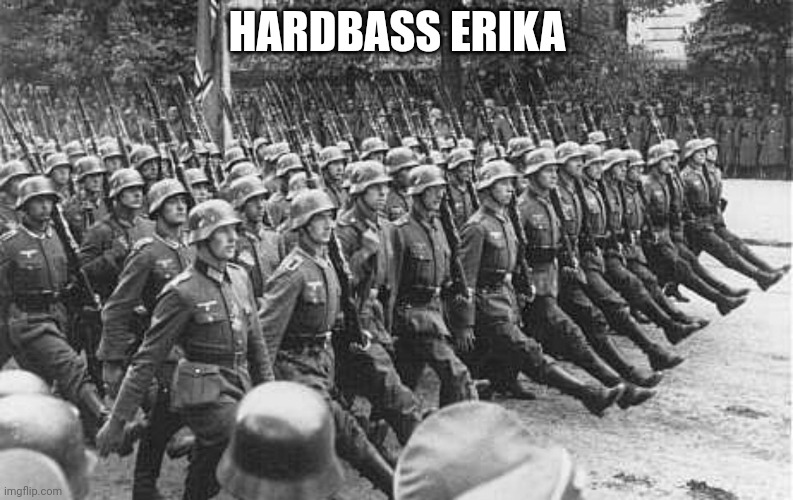German Soldiers Marching | HARDBASS ERIKA | image tagged in german soldiers marching | made w/ Imgflip meme maker