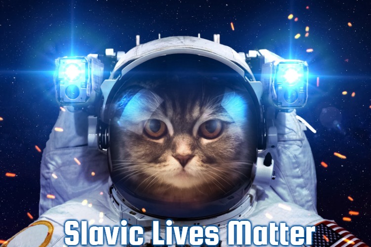 Space Cat 2 | Slavic Lives Matter | image tagged in space cat 2,slavic,freddie lasman,freddie fingaz | made w/ Imgflip meme maker