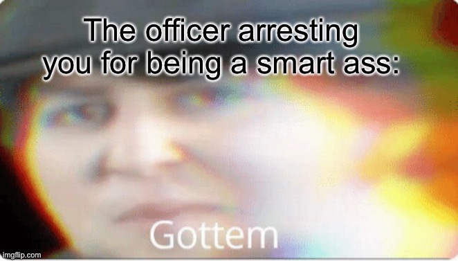 Gottem | The officer arresting you for being a smart ass: | image tagged in gottem | made w/ Imgflip meme maker