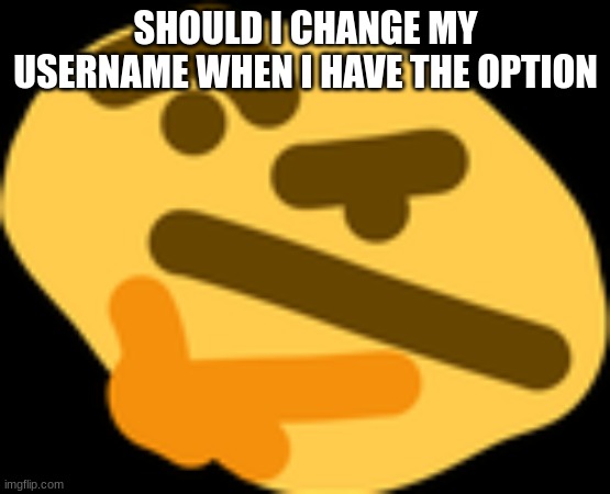 Thonking | SHOULD I CHANGE MY USERNAME WHEN I HAVE THE OPTION | image tagged in thonking | made w/ Imgflip meme maker
