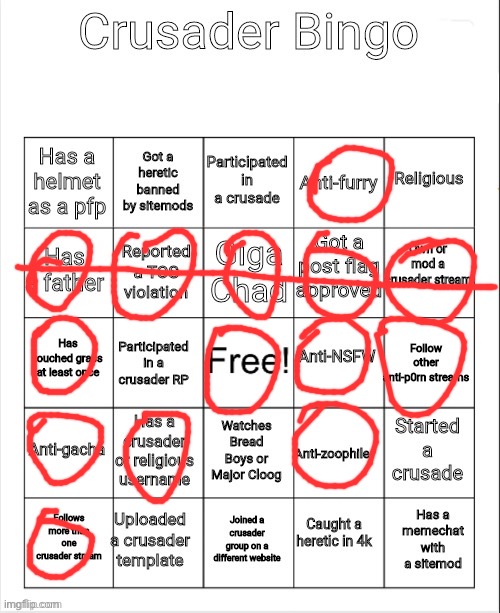 Les goooooooooooooooooooooooooooooooooooooooo | image tagged in crusader bingo | made w/ Imgflip meme maker