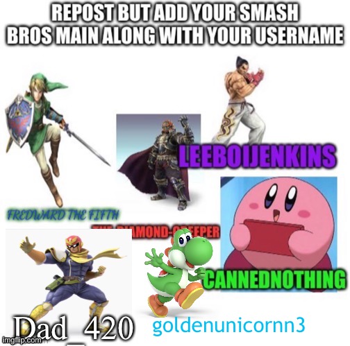 Mine is Yoshi ;) | goldenunicornn3 | image tagged in nintendo,nintendo switch,super smash bros | made w/ Imgflip meme maker