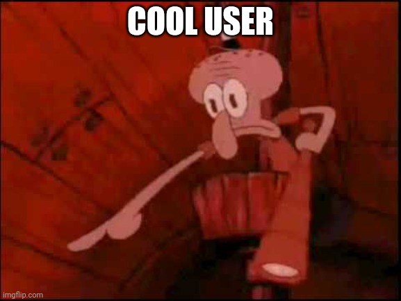 Squidward pointing | COOL USER | image tagged in squidward pointing | made w/ Imgflip meme maker