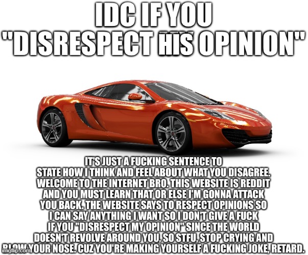 Idc if you disrespect my opinion | HIS | image tagged in idc if you disrespect my opinion | made w/ Imgflip meme maker