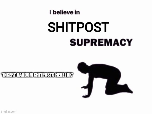 i believe in blank supremacy | SHITPOST *INSERT RANDOM SHITPOSTS HERE IDK* | image tagged in i believe in blank supremacy | made w/ Imgflip meme maker