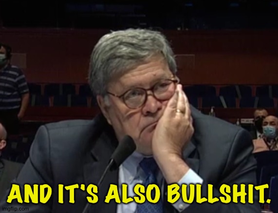 Bill Barr Hearing | AND IT'S ALSO BULLSHIT. | image tagged in bill barr hearing | made w/ Imgflip meme maker