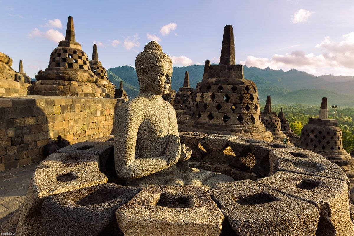 Borobudur temple in the island of Java, Indonesia | image tagged in awesome | made w/ Imgflip meme maker