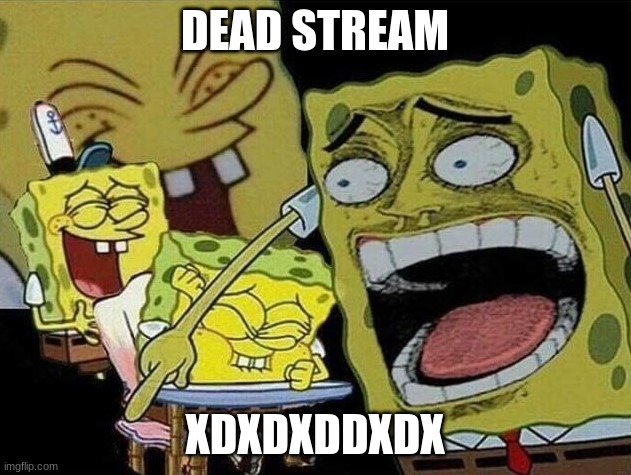 Spongebob laughing Hysterically | DEAD STREAM; XDXDXDDXDX | image tagged in spongebob laughing hysterically | made w/ Imgflip meme maker