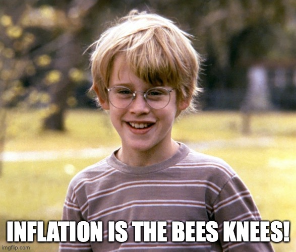 Inflation | INFLATION IS THE BEES KNEES! | image tagged in inflation,economy,thomas jay,macauley culkin,bees,money | made w/ Imgflip meme maker
