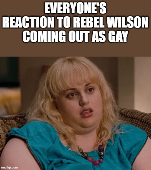 Reaction To Rebel Wilson Coming Out As Gay |  EVERYONE'S REACTION TO REBEL WILSON COMING OUT AS GAY | image tagged in rebel wilson,reaction,gay,coming out,funny,memes | made w/ Imgflip meme maker