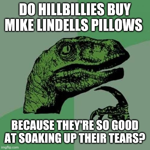 Soaks up to 90% more terrorist tears then the next leading brand | DO HILLBILLIES BUY MIKE LINDELLS PILLOWS; BECAUSE THEY'RE SO GOOD AT SOAKING UP THEIR TEARS? | image tagged in memes,philosoraptor,scumbag republicans,terrorists,terrorism,maga | made w/ Imgflip meme maker
