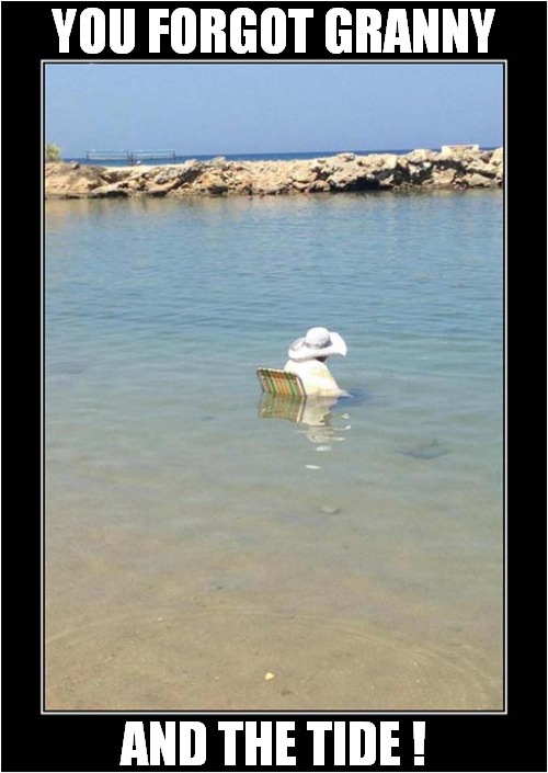 Fun At The Seaside ! | YOU FORGOT GRANNY; AND THE TIDE ! | image tagged in seaside,granny,tide | made w/ Imgflip meme maker