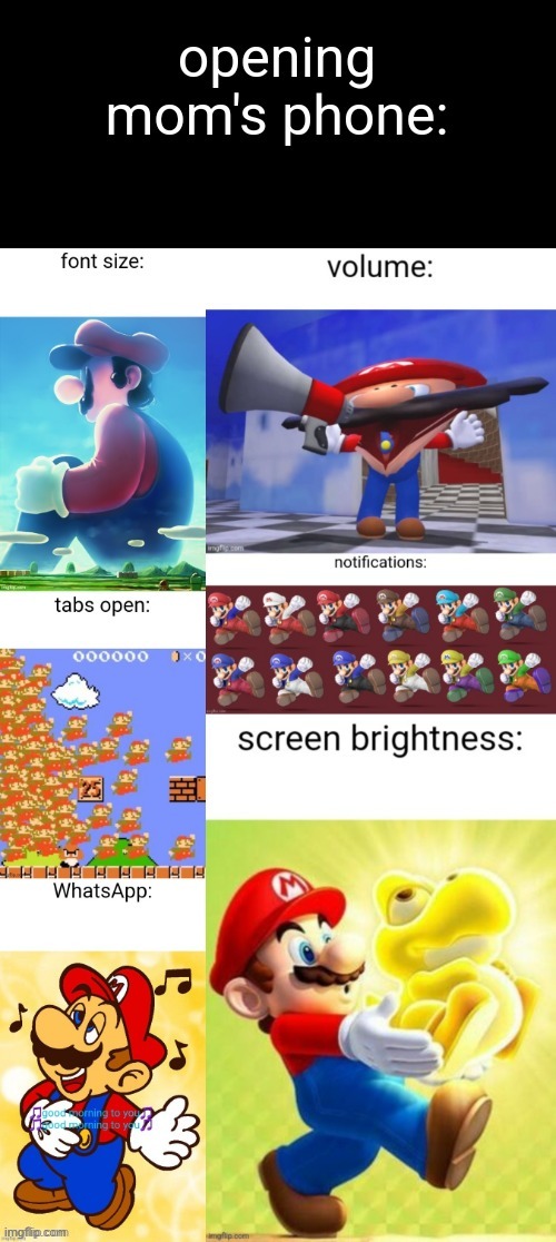 can we all take a moment to appreciate how high that yoshi looks? | image tagged in opening mom's phone | made w/ Imgflip meme maker