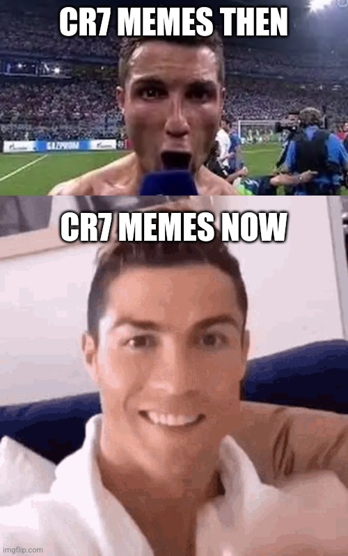 First SIUUU, then Drinking | CR7 MEMES THEN; CR7 MEMES NOW | image tagged in cristiano ronaldo,memes | made w/ Imgflip meme maker
