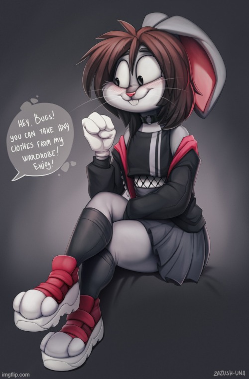 LOL (By Zazush-una) | image tagged in furry,femboy,cute,adorable,bugs bunny,looney tunes | made w/ Imgflip meme maker