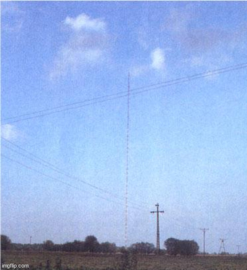 The Warsaw Radio mast from afar | made w/ Imgflip meme maker