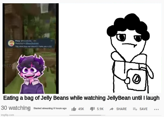 Eating a bag of Jelly Beans while watching JellyBean Blank Meme Template