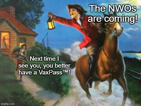 This meme has been flagged as misinformation | The NWOs are coming! Next time I see you, you better have a VaxPass™! | made w/ Imgflip meme maker