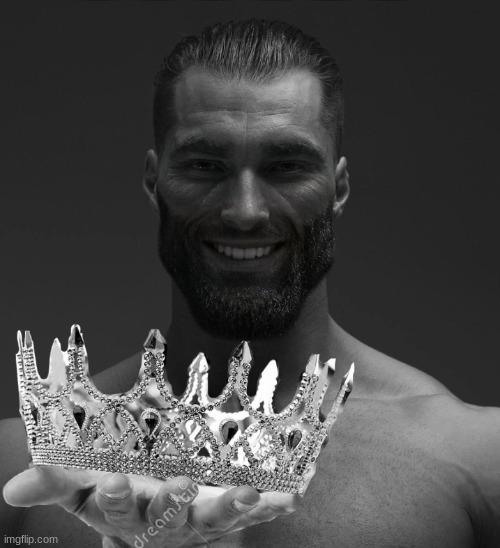 gigachad hands you crown | image tagged in gigachad hands you crown | made w/ Imgflip meme maker