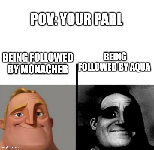 Teacher's Copy | BEING FOLLOWED BY MONACHER BEING FOLLOWED BY AQUA POV: YOUR PARL | image tagged in teacher's copy | made w/ Imgflip meme maker