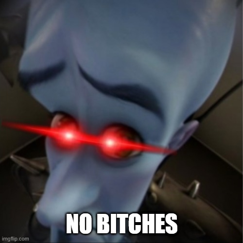 in comment | NO BITCHES | image tagged in megamind peeking | made w/ Imgflip meme maker