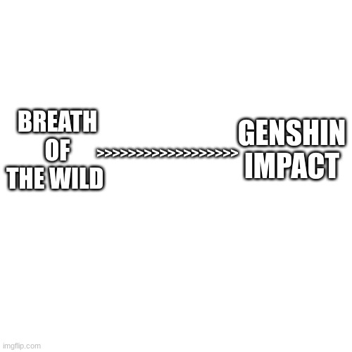 Blank Transparent Square | GENSHIN IMPACT; BREATH OF THE WILD; >>>>>>>>>>>>>>>>>> | image tagged in memes,blank transparent square | made w/ Imgflip meme maker
