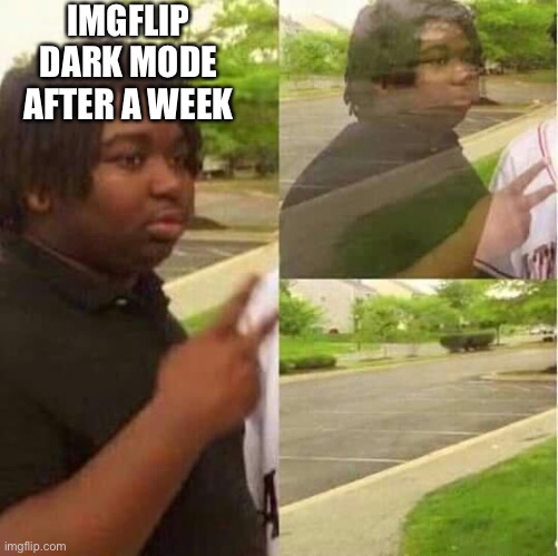 Bruuuuu | IMGFLIP DARK MODE AFTER A WEEK | image tagged in disappearing | made w/ Imgflip meme maker