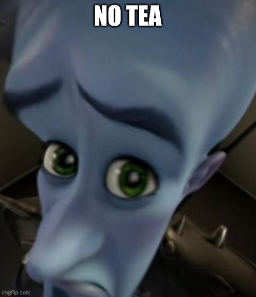 Sad Megamind | NO TEA | image tagged in no bitches | made w/ Imgflip meme maker