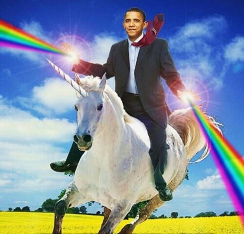 Barry Soetero riding a Unicorn Blank Meme Template