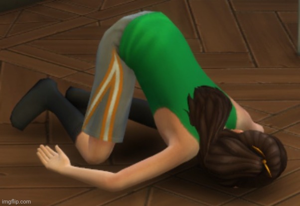 sometimes i question the pose Sims fall into after passing out | made w/ Imgflip meme maker