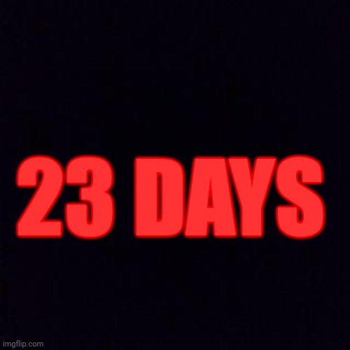 Black screen | 23 DAYS | image tagged in black screen | made w/ Imgflip meme maker