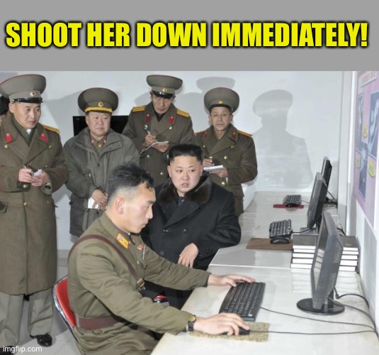 North Korean Computer | SHOOT HER DOWN IMMEDIATELY! | image tagged in north korean computer | made w/ Imgflip meme maker