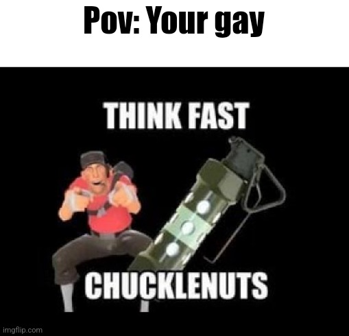 THINK FAST CHUCKLENUTS | Pov: Your gay | image tagged in think fast chucklenuts | made w/ Imgflip meme maker