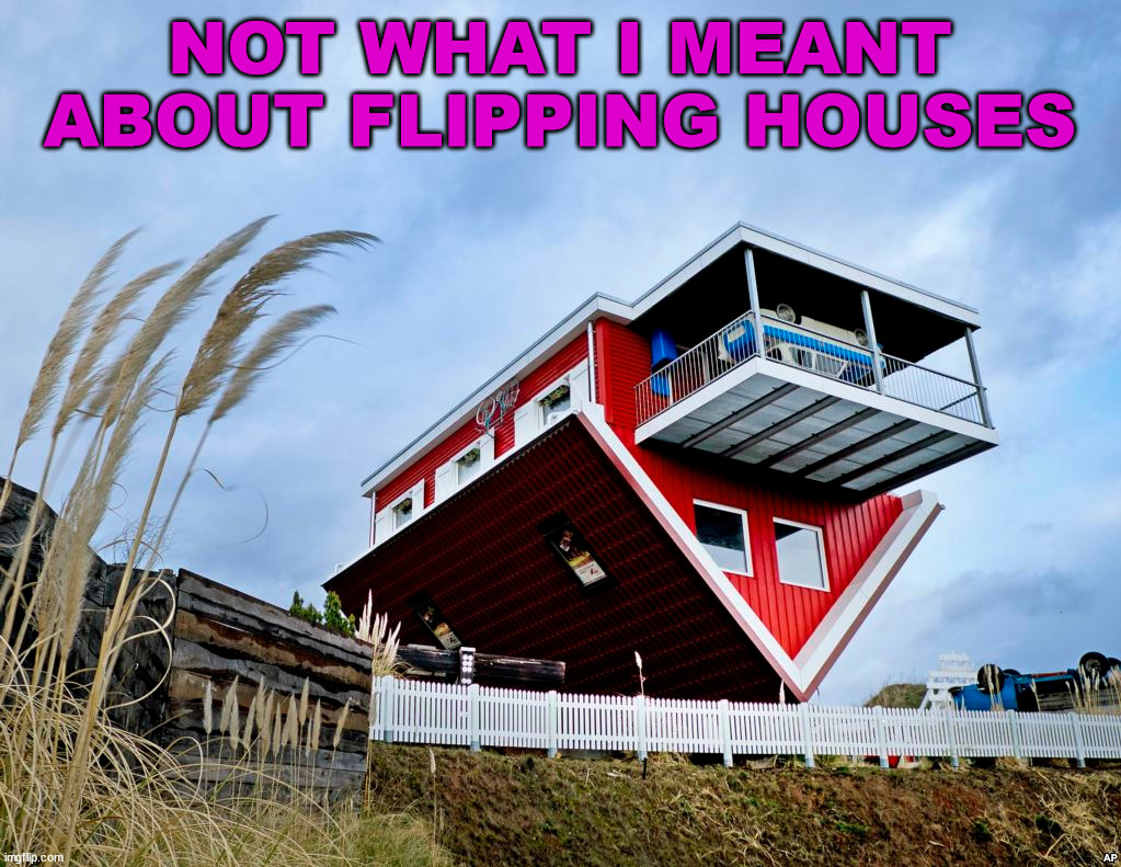 NOT WHAT I MEANT ABOUT FLIPPING HOUSES | image tagged in eye roll | made w/ Imgflip meme maker