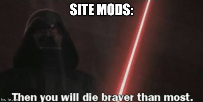 You will die braver than most | SITE MODS: | image tagged in you will die braver than most | made w/ Imgflip meme maker