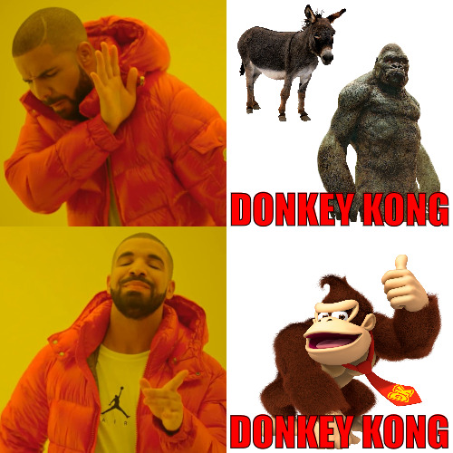 THE OG MONKEY | DONKEY KONG; DONKEY KONG | image tagged in memes,drake hotline bling | made w/ Imgflip meme maker