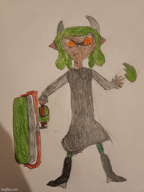 I drew my main Splatoon oc, Inkmatas | made w/ Imgflip meme maker