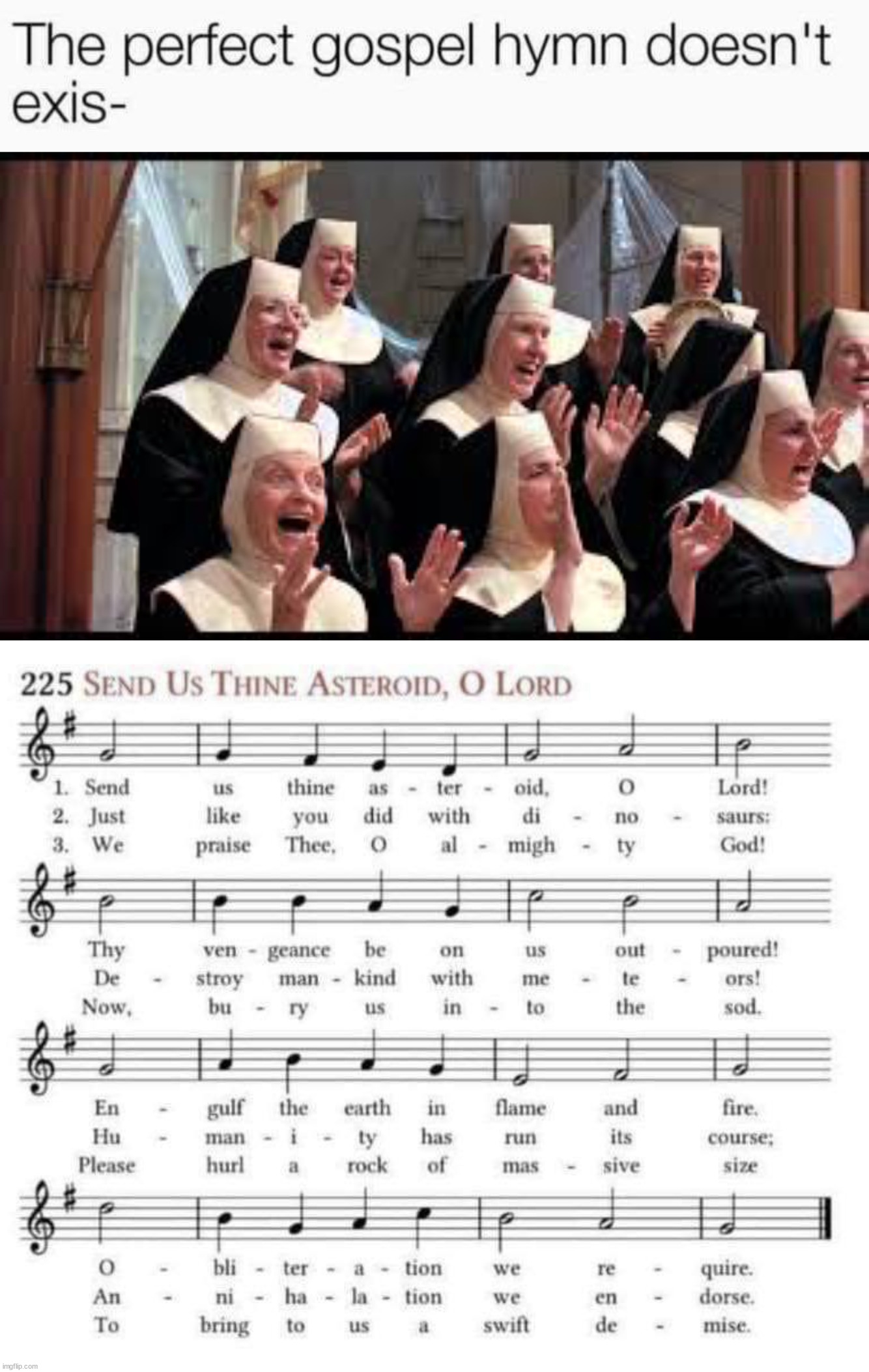 image tagged in church choir sister act hallelujah,dark humor | made w/ Imgflip meme maker