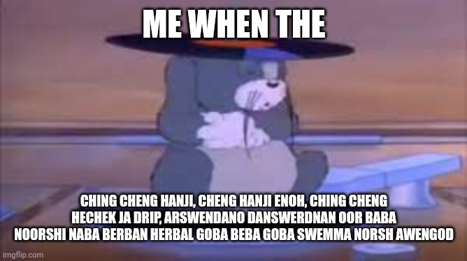 ching cheng hanji | ME WHEN THE; CHING CHENG HANJI, CHENG HANJI ENOH, CHING CHENG HECHEK JA DRIP, ARSWENDANO DANSWERDNAN OOR BABA NOORSHI NABA BERBAN HERBAL GOBA BEBA GOBA SWEMMA NORSH AWENGOD | image tagged in ching cheng hanji | made w/ Imgflip meme maker