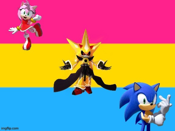Pan flag | image tagged in pan flag,sonic,amy | made w/ Imgflip meme maker