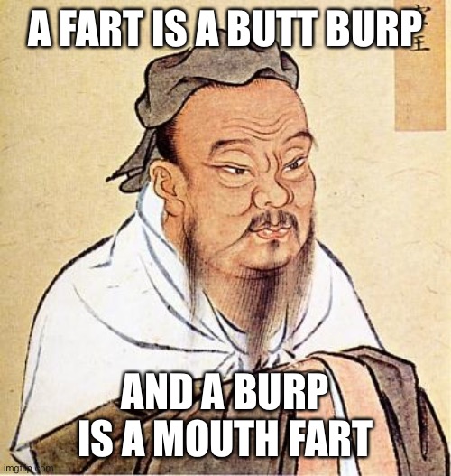 Butt Burp | A FART IS A BUTT BURP; AND A BURP IS A MOUTH FART | image tagged in confucious say,butt,fart,burp,mouth,poop | made w/ Imgflip meme maker