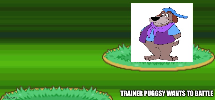 Pokémon | TRAINER PUGGSY WANTS TO BATTLE | image tagged in pokemon | made w/ Imgflip meme maker