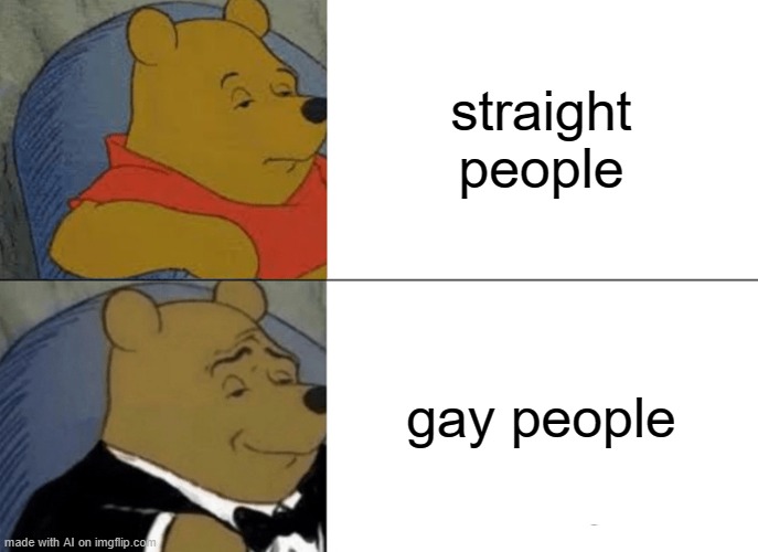 LOL! | straight people; gay people | image tagged in memes,tuxedo winnie the pooh | made w/ Imgflip meme maker