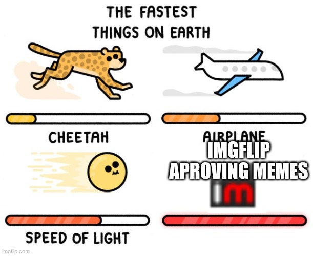 true | IMGFLIP APROVING MEMES | image tagged in fastest thing possible | made w/ Imgflip meme maker