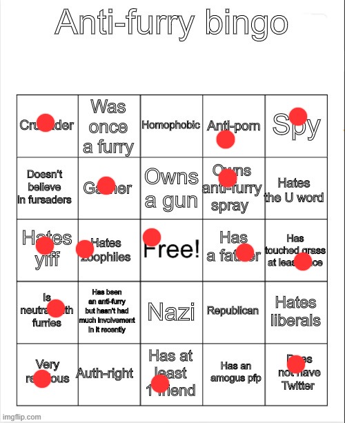 h | image tagged in anti-furry bingo | made w/ Imgflip meme maker