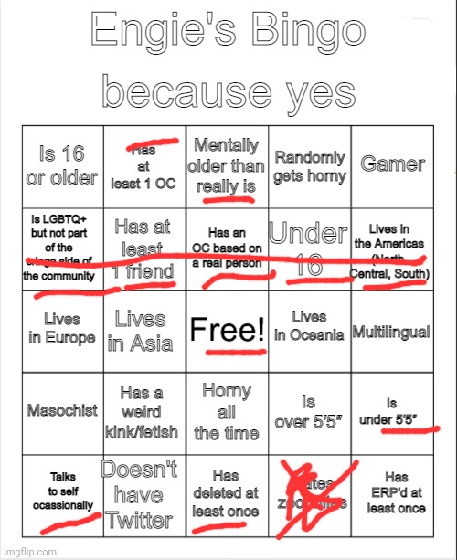 Engie's Bingo | image tagged in engie's bingo | made w/ Imgflip meme maker