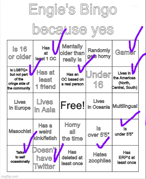 Engie's Bingo | image tagged in engie's bingo | made w/ Imgflip meme maker